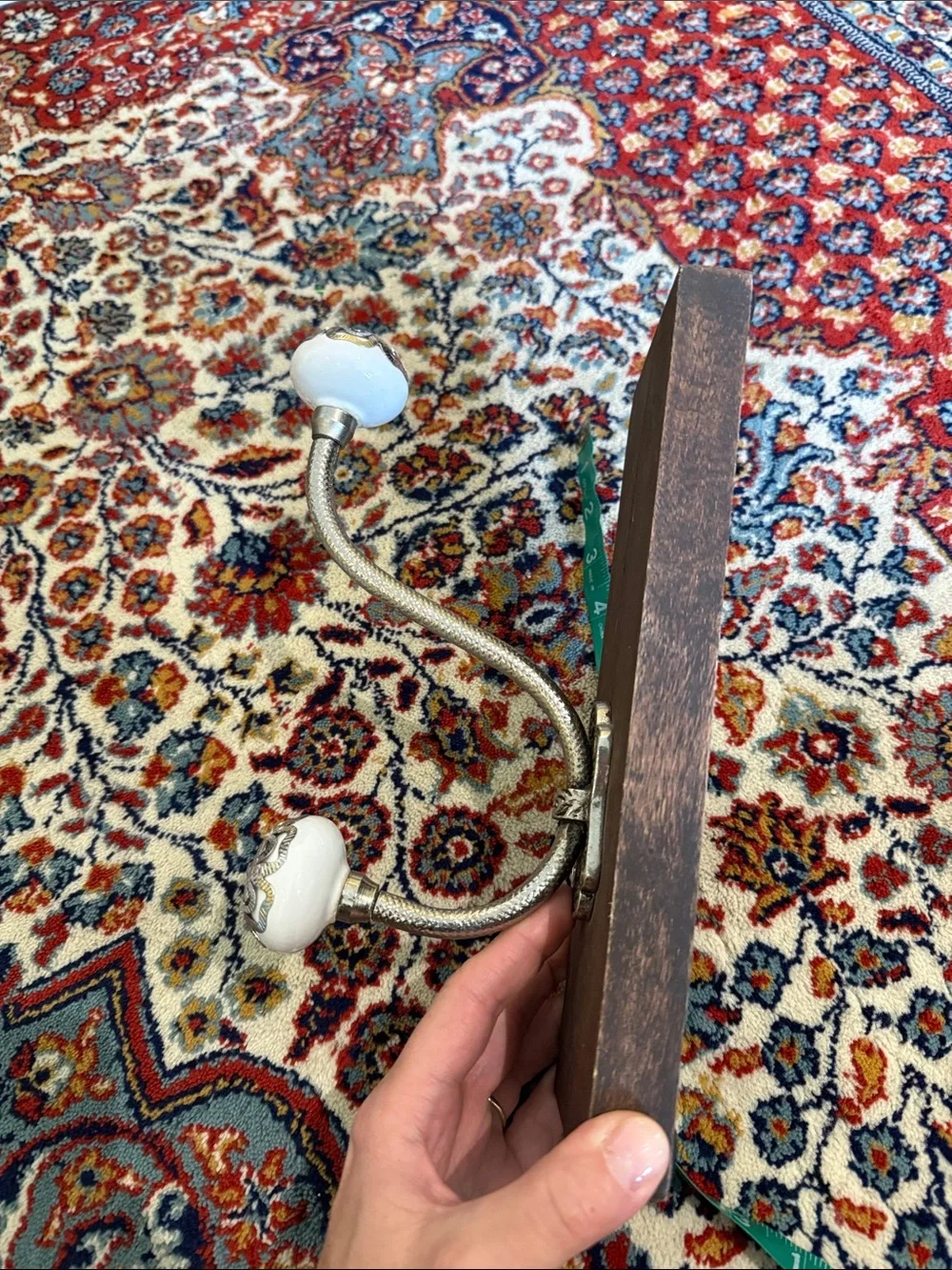 Antique-Style Brass Wall Hook in Silver and White